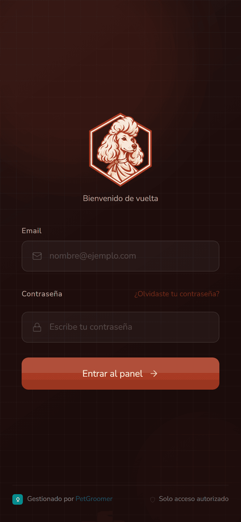 La misma pantalla de entrada vista desde el móvil.